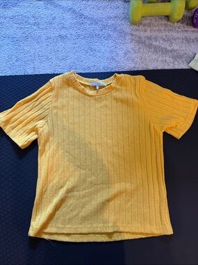 OAK + FORT Yellow Ribbed Short-Sleeve Tee